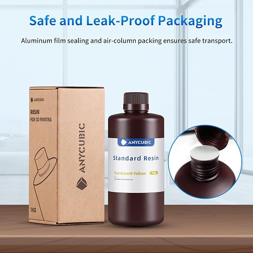 ANYCUBIC 3D Printer Resin, 405nm SLA UV-Curing Resin with High Precision and Quick Curing & Excellent Fluidity for LCD 3D Printing (Clear Yellow, 1kg)