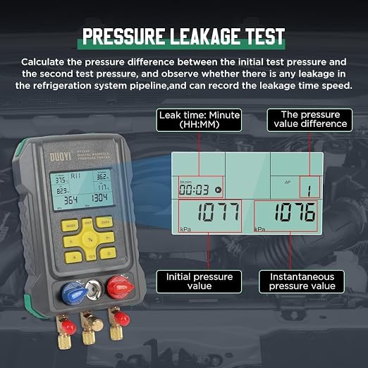 Digital Manifold Gauges HVAC for 92 Refrigerant Digital Gauges HVAC pressure&Temp Test Air Conditioning Tools & Equipment Supercooling/Superheating Test,for Cold Storages/Refrigerators AC Recharge Kit
