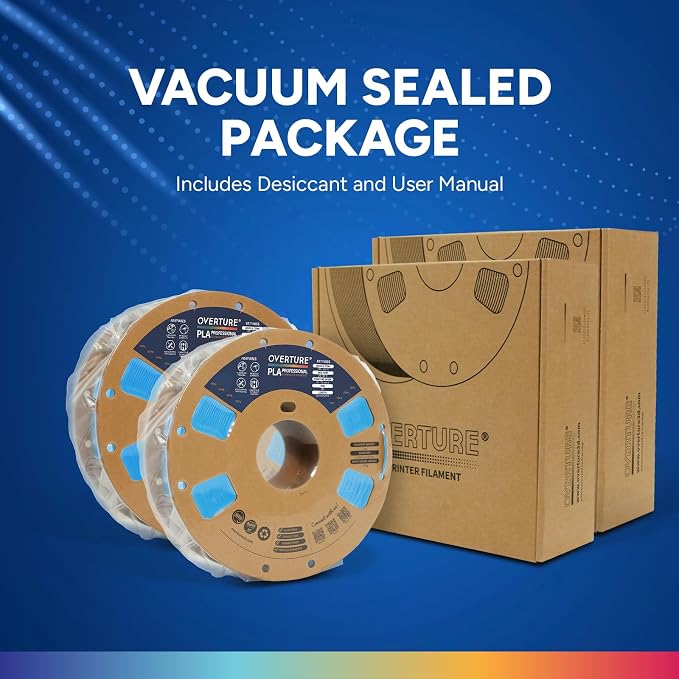 OVERTURE PLA Plus (PLA+) Filament 1.75mm, Stronger & More Durable, Professional Toughness 3D Printer Filament 1kg (2.2lbs), High Precision +/- 0.02mm, Tangle-Free (Digital Blue, 2-Pack)