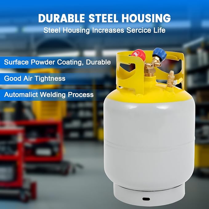 30 LB Refrigerant Recovery Tank for R12, R22, R134A, R410A Refrigerant with 1/4 SAE Y-Valve Liquid/Vapor Reclaim Tank AC Freon Recovery Tank Refrigerant Recovery Cylinder Tank Reusable