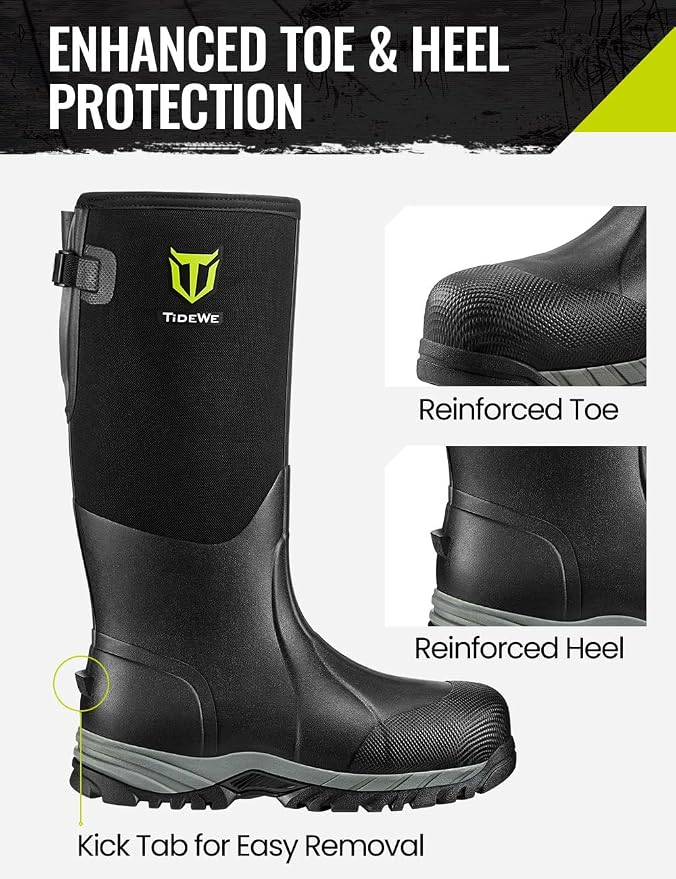 TIDEWE Work Boots for Men, Black, Size 7-13