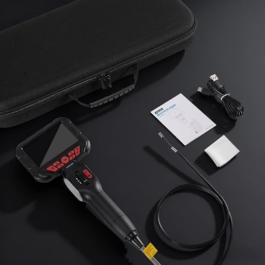 2-Way Articulating Borescope 5.5mm Industrial Endoscope with Articulated Probe Flexible Video Inspection Camera with Light, Snake Scope Cam for Automotive Aircraft Mechanics, 4.3FT