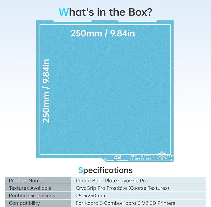 BIQU CryoGrip Pro Frostbite for Kobra 3 Combo 3D Printer 250x250mm Cold Build Plate Room Temperature Print Double Sided Upgrade Plate Removable Surface Platform