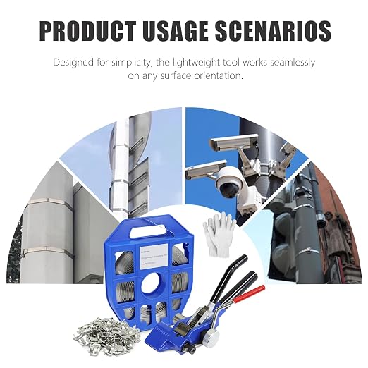 Heavy Duty Banding Strapping kit Contain 3/4"x 100' 304 Stainless Steel Packaging Straps Plastic Case & 100 Metal Buckles Tensioner with Cutter Tool Glove