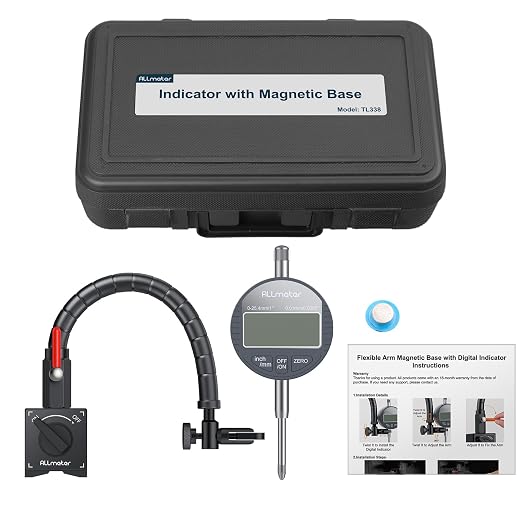 Digital Dial Indicator with Magnetic Base,0-1 Inch/25.4mm Dial Indicator Tools Set for Alogbment with Flexible Arm Base and Indicator Combo for Machine Shop,Automotive Repair & Industrial Use