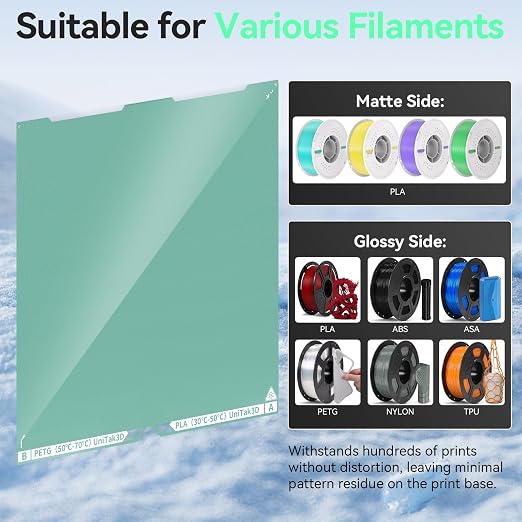 Energy-Saving Kobra 3 Cold Build Plate 256*268mm Double Sided Glossy+Matte Low-Temperature Strong-Adhesion Platform Compatible with ANYCUBIC Kobra 3&Kobra 3 V2 Combo 3D Printers(No Glue Required)-1PCS