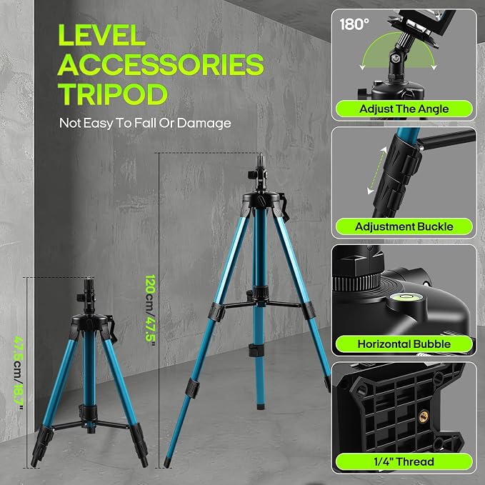Laser Level with Tripod for Makita 18V Battery (NOT Included), 4x360° Self Leveling, Green 16 Lines 4D Laser Leveler Measuring Tool for Construction, Home Renovation, Picture Hanging