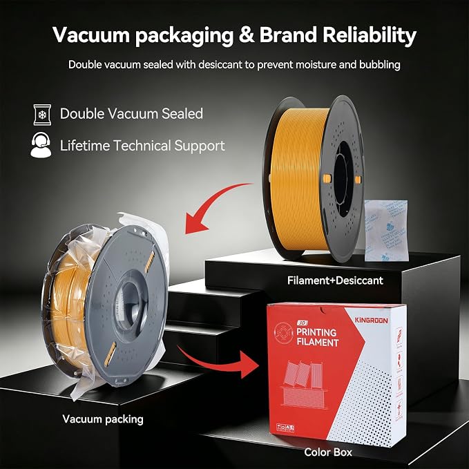 Kingroon PETG 3D Printer Filament, High Strength, Low Warping, Odorless, Dimensional Accuracy +/- 0.02 mm, 1kg Spool(2.2lbs), 1.75 mm, Orange