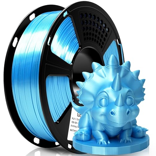 GEEETECH Silk PLA Filament 1.75mm Sky Blue | Shiny 3D Filament, 1kg (2.2lbs) 1 Spool, Dimensional Accuracy +/- 0.02 mm, 3D Printer