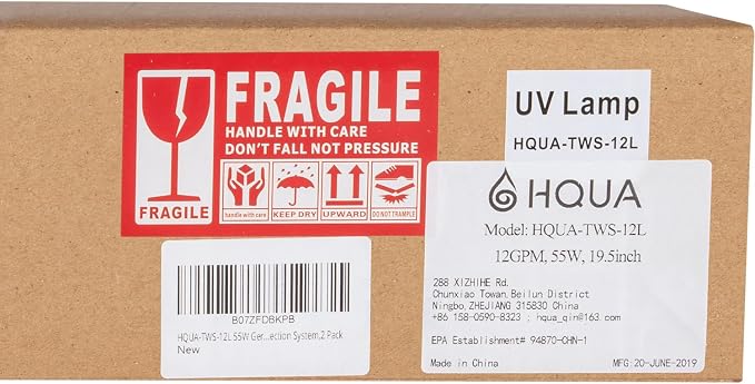 HQUA-TWS-12L 55W UV Bulb 2 Pack, 4 pin, fit for TWS-12/121 System.