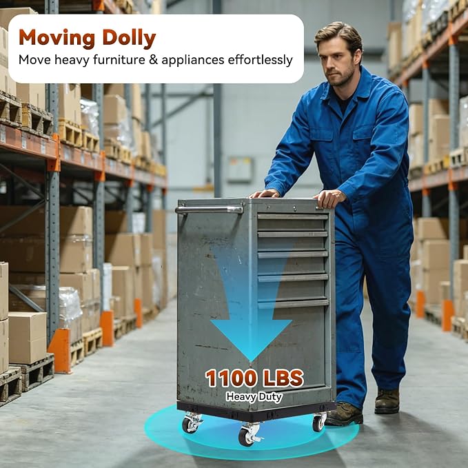 Nefish 1 Pack Furniture Moving Dolly Heavy Duty 1000 Lbs Connectable Iron Furniture Movers with Wheels 16" X 12" All Steel Flat Dolly for Moing Boxes,Home, Appliances