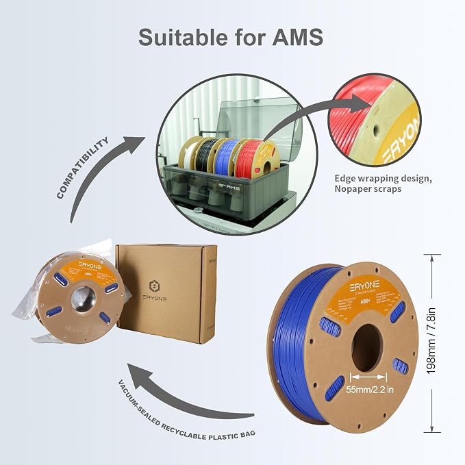 ERYONE ABS Filament, ABS+ 3D Printer Filament 1.75mm +/- 0.03mm, Heat Resistant, High Toughness & Impact Resistance, 1kg (2.2LBS)/Spool, ABS Plus Green