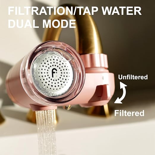 Filterbaby Skincare Filter 2.0, Bathroom Sink Filter Faucet for Skin Care | 99.9% Chlorine Removal – 0.000001 mm Carbon Fiber, Clinically Tested, Skin Hydration in 2 Weeks (Light Pink)