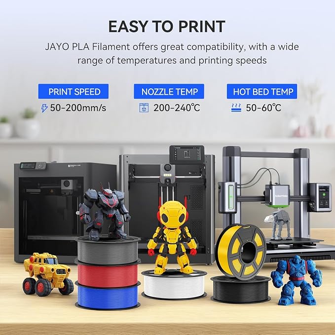 JAYO Gold PLA 3D Printer Filament 1.75mm 1.1kg Spool | ±0.02mm Accuracy, Tangle Free, Vacuum Sealed, Smooth Extrusion, Compatible with Most FDM Printers