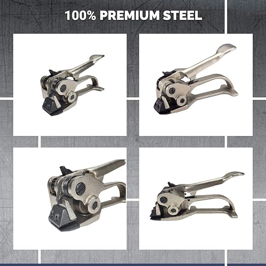 IDL Packaging S-246 Deluxe Pusher Tensioner for 3/8" to 3/4" Steel Strapping - Perfect for Both Round and Flat Packages - Heavy-Duty Steel Strapping Tool with Long Service Life