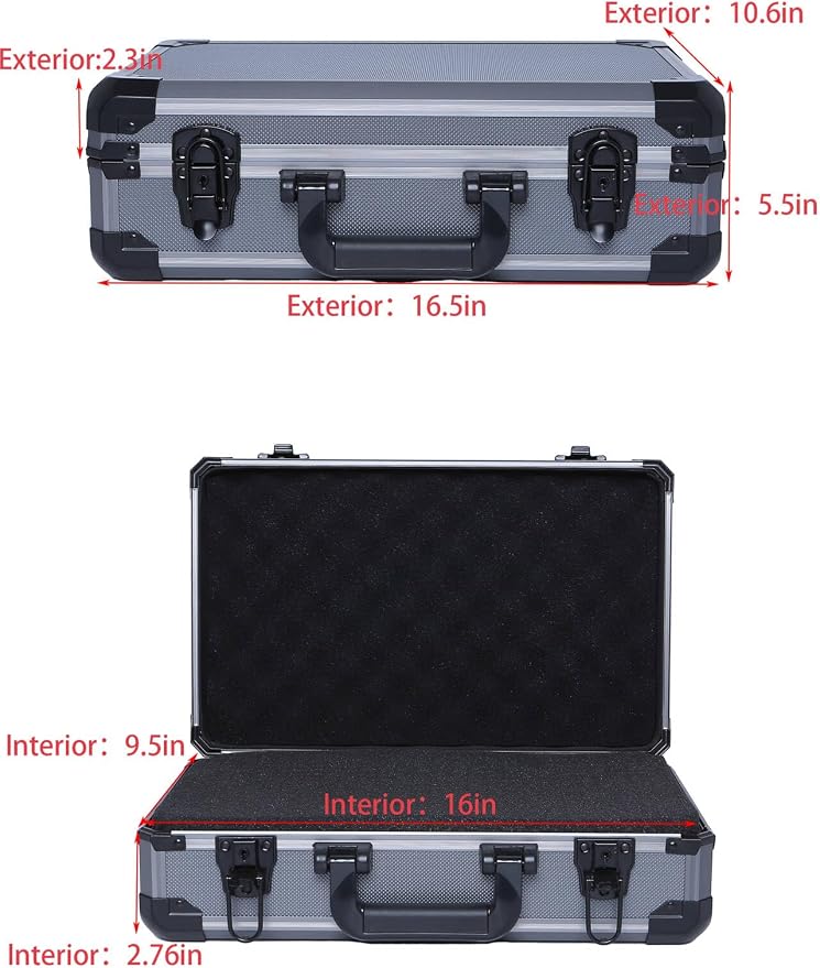 16in Reinforced Aluminum Hard Case with DIY Customizable Foam Inserts (15.9 x 9.7 x 4.8in Interior)