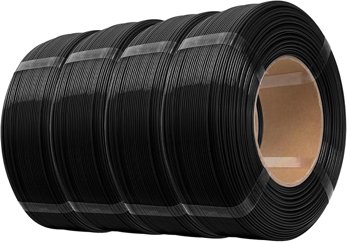 eSUN PLA+ Refilament 1.75mm, 3D Printer Refill PLA Plus, 1KG per Roll, 4 Rolls Spoolless 3D Printing Filament for 3D Printers, Black