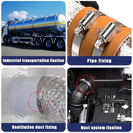 6PCS 304 Stainless Steel Hose Clamp,4PCS 10 Inch and 2PCS 8 Inch Duct Clamp,Adjustable 7.64"-8.5"/194-216mm and 9.5"-10.5"/251-273mm Heavy Duty Worm Gear Hose Clamps