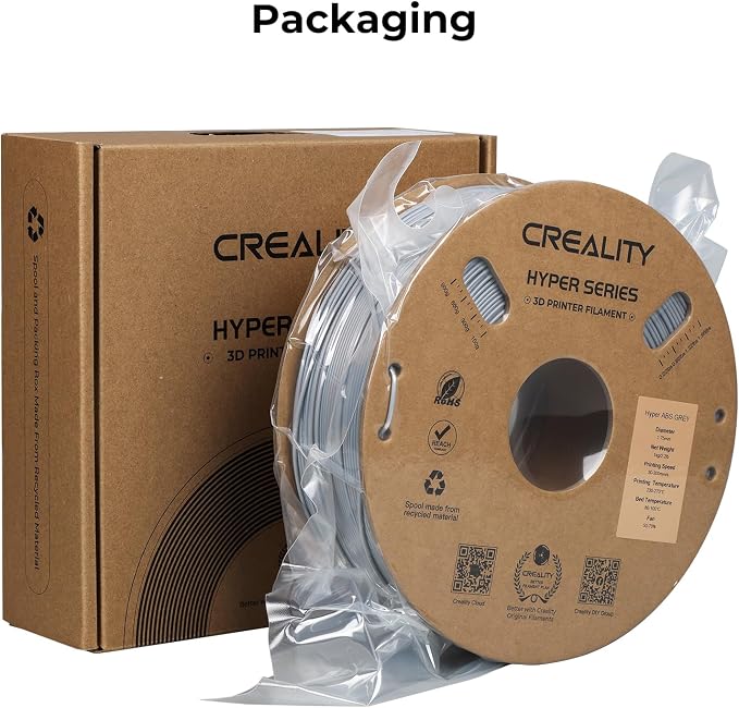 Creality Hyper ABS Filament 1.75mm 2KG, High-Temperature Resistant, High Impact Strength, Stable Printing Performance, +/- 0.05mm Accuracy(Black