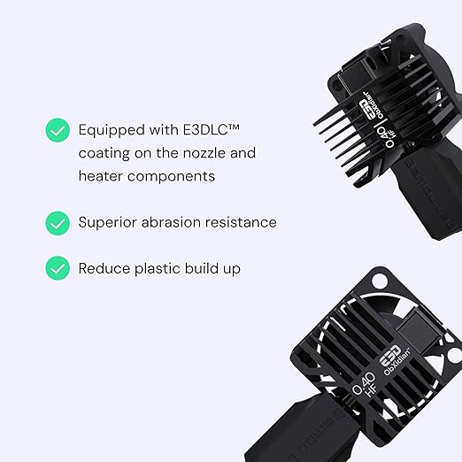 E3D High Flow ObXidian™ Bambu Lab P1P/P1S (0.4mm) Complete HotEnd, 60% Increased Flow Rate, Smooth 3D Printing, Ideal for Fiber-Filled Filaments, Bambu Approved