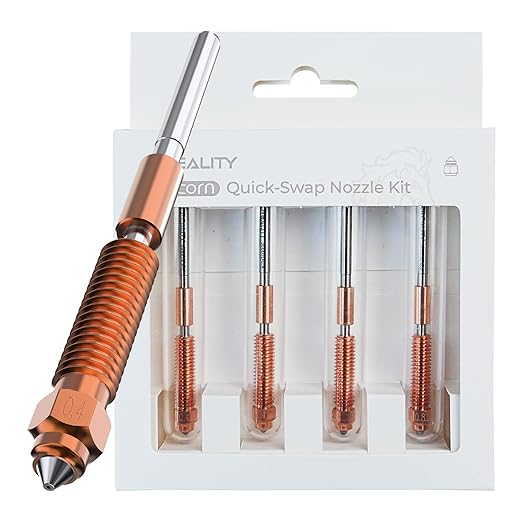 Creality K1C/K1 SE Nozzle Kit 4 PCS, High Flow Quick-Swap Nozzle Kit, Swift Installation, Tipped Copper&Titanium Alloy, for K1C/K1 SE/Ender 3 V3/ V3 Plus 3D Printer