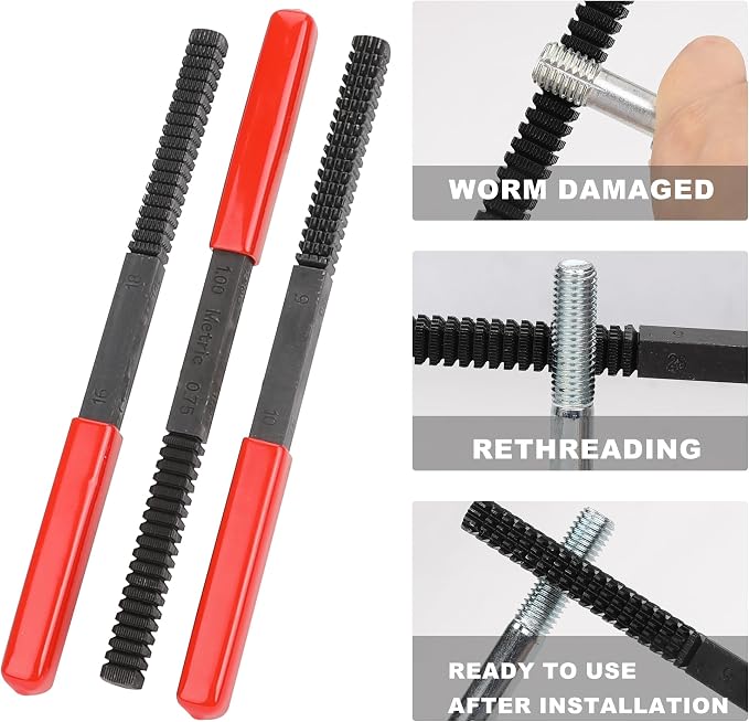 Hromee 49-Piece Thread Chaser Set, UNC UNF & Metric Thread Restorer Tool, Thread Cleaner Rethreading Master Kit
