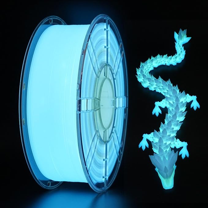 Kingroon Glow in The Dark Rainbow PLA Color Change Filament 3D Printer Filament 1.75 1KG Multicolored PLA Luminous,Dimensional Accuracy +/- 0.03mm