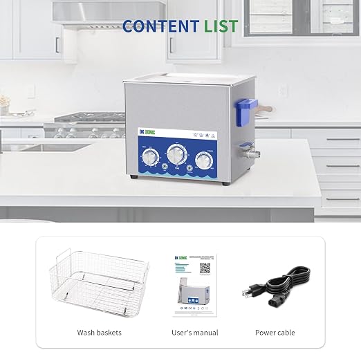 DK SONIC Industrial Ultrasonic Cleaner 10L 240W,Ultrasonic Carburetors Cleaner with Power Adjustable Function, Timer and Heater for Parts,Circuit Board,Chains Cleaning(Include Basket)