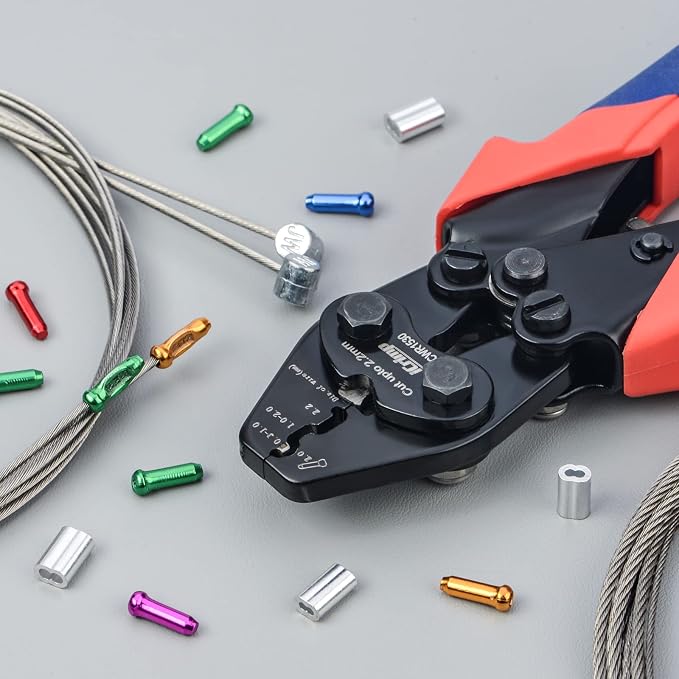 iCrimp CWR1530 Bicycle Cable and Housing Crimper with Built-in Cutter for Bike Brake and Shifting Cables, Aluminum Sleeves