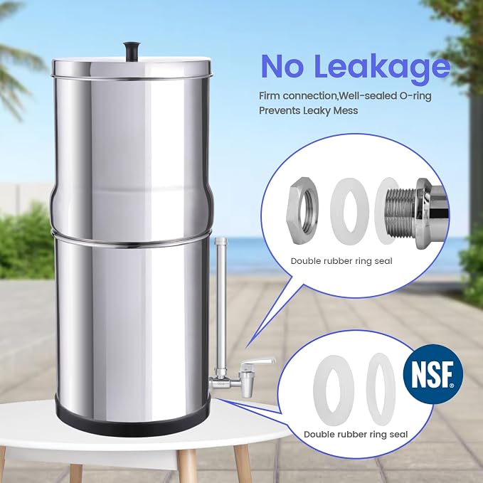 304 Stainless Steel Sight Glass Spigot, Compatible with Universal Gravity-Fed Water Filtration Systems, Clear Water Level View, Stainless Steel Handle