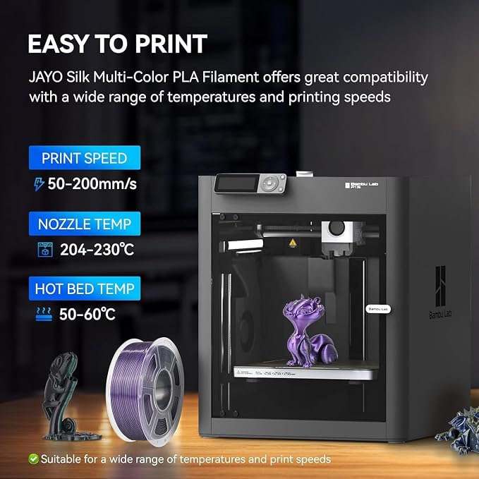 JAYO Silk Dual Color PLA Filament 1.75mm Red-Gold 1.1kg, Shiny Gradient Dual-Tone PLA, High Gloss Finish, Easy to Print, Layer Concealing, Fits for Most FDM 3D Printers