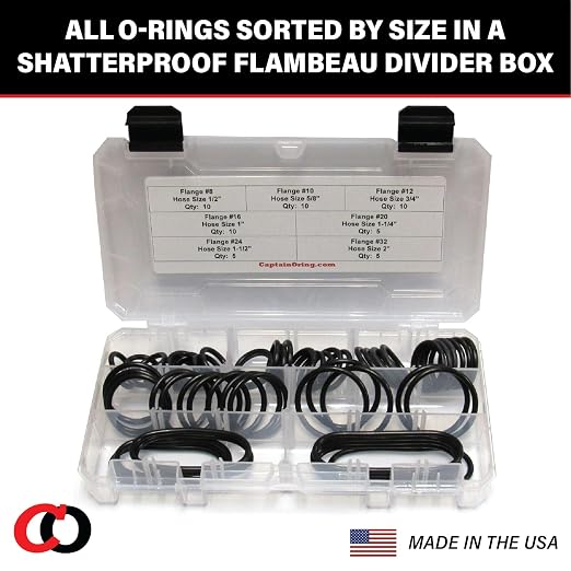 Captain O-Ring Flange Seal (SAE Code 61/62) Hydraulic O-Ring Seal Kit (Buna 90 / BN90-55 Piece Kit)