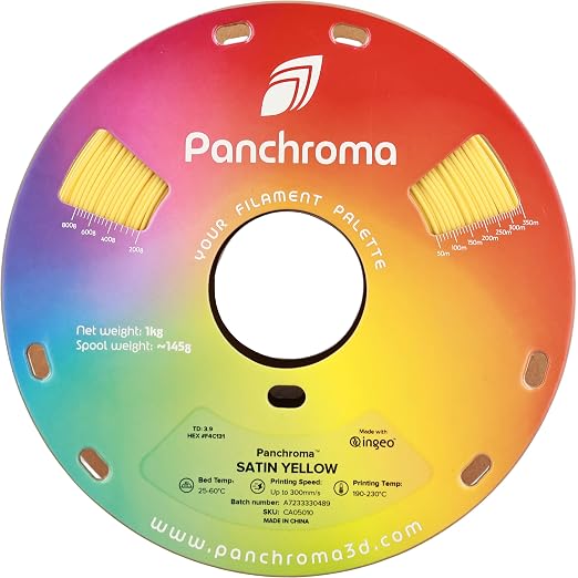 Polymaker Panchroma Satin PLA Filament 1.75mm for 3D Printing, 1kg, Yellow | Neatly Wound, Semi-Matte PLA, Easy Print & Smooth Feeding, Compatible with Bambu Lab & Most 3D Printers