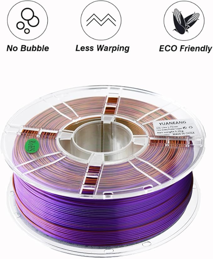 PLA Filament 1.75mm, ±0.03mm Precision, Triple-Color Gradient PLA, 1kg Spool (2.2 lbs), 16-Pack Multicolor Bundle