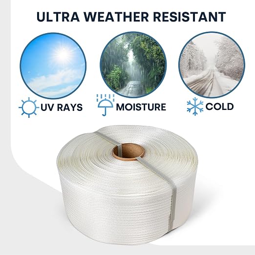 ESK Packaging® Woven Poly Cord Strapping - 3/4" x 2100 Foot x 900lbs Break Strength – Light Duty, Weather-Resistant Flat Rope – 1 Roll