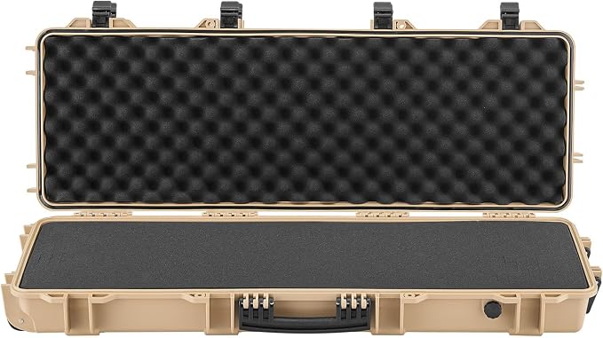 VEVOR Rifle Case, Rifle Hard Case with 4 Layers Fully-protective Foams, Lockable Hard Gun Case with Wheels, IP67 Waterproof & Crushproof, for Rifles or Shotguns