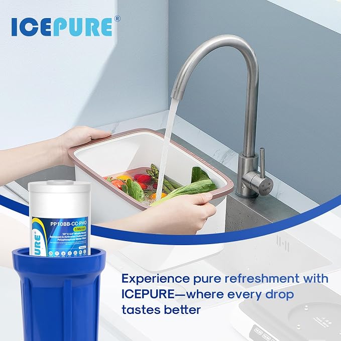 ICEPURE 5 Micron 10" x 4.5" Whole House Sediment Activated Carbon and Anti Scale Water Filter Compatible with GE FXHTC, GXWH40L, Whirlpool WHKF-GD25BB GXWH35F Dupont WFHD13001 RFC-BBSA W50PEHD, 2PACK