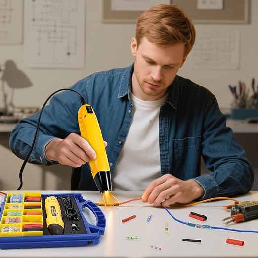 haisstronica All-in-One Solder Seal Wire Connectors with Tubing Set, Mini Heat Gun for Heat Shrink Tubing, Electrical Connectors Assortment, Organizer Box with Removable Dividers(340PCS)