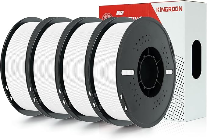 Kingroon PETG 3D Printer Filament, Dimensional Accuracy +/- 0.03 mm, 1 kg Spool(2.2lbs), 1.75mm, 4KG White