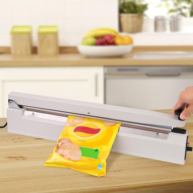 20 Inch Commercial Impulse Sealer Machine | Heavy duty industrial heat sealer with 3mm wide seal strip & aluminum body. Ideal for bulk sealing & packaging lines.