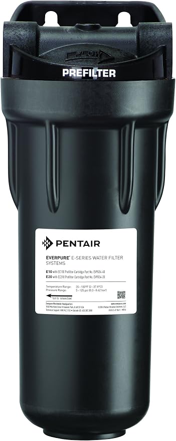 Everpure EV979580 Water Purification Unit, 10-Inch, Durable Plastic, Tight EC110 Sediment Filters 10 Micron