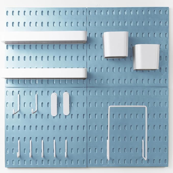 8-Pack 22"x44" Plastic Pegboard Panels Durable Modular Organizer Boards for Wall Storage, Garage, Workshop & Craft Room – Lightweight & Easy to Install