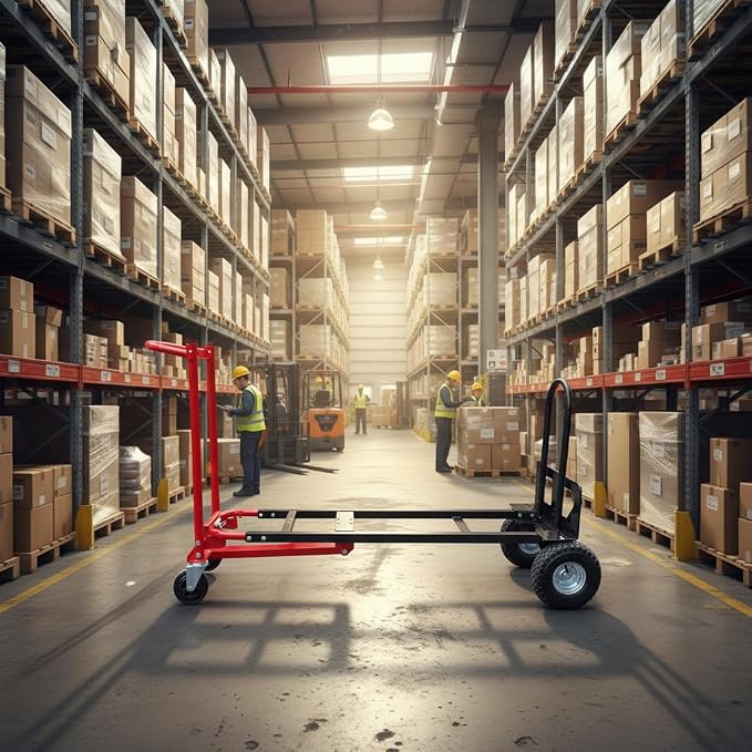 Red Convertible Hand Truck Dolly Cart with 4 Wheels Heavy Duty,1000 Lbs Capacity, 2 Straps for Moving Furniture/Appliance/Carton/Warehouse/Office/Easy to Follow Video to Install