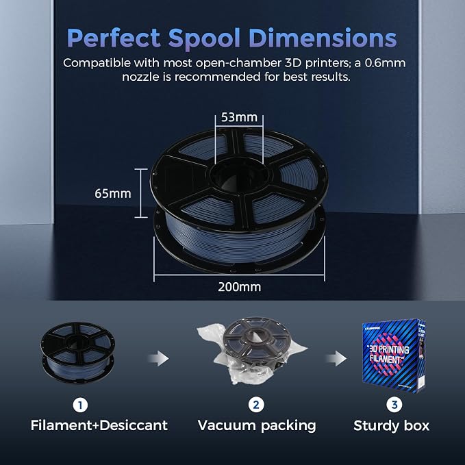 FLASHFORGE Carbon Fiber PLA Filament 1.75mm Sailor Blue, Reinforced 3D Printer Filament 1kg, Lightweight & High-Strength PLA-CF Filament, Strong & Easy to Print