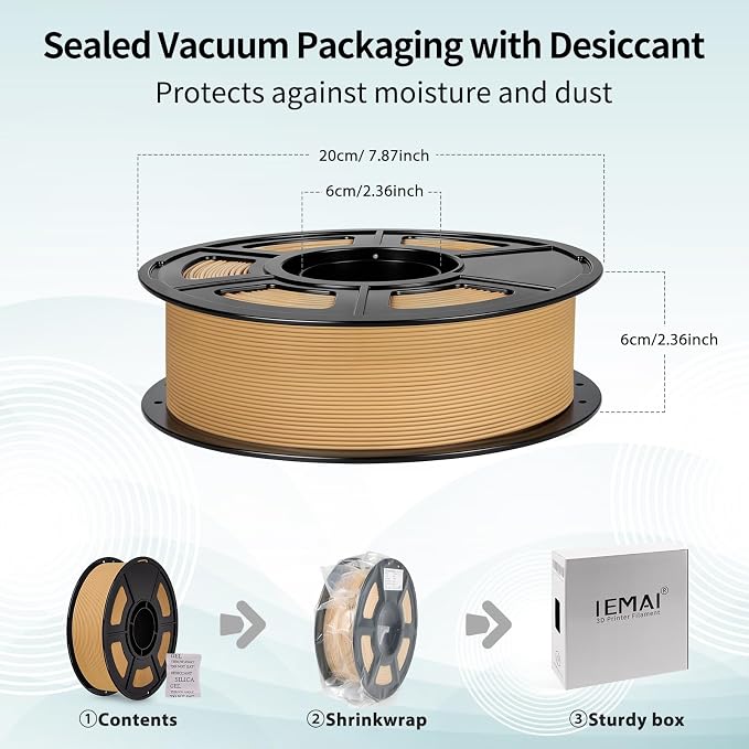 IEMAI Matte PETG Filament 1.75mm Wood Brown 1kg, Smooth Matte Finish 3D Printer Filament with Minimal Layer Lines & Low Warping, +/-0.02mm Dimensional Accuracy