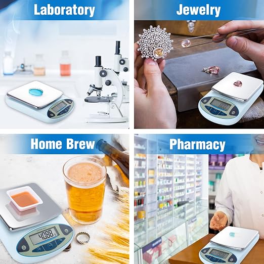FOUR E'S SCIENTIFIC Lab Scale 5000g x 0.01g Accuracy, Laboratory Analytical Balance Scientific Scale Kitchen Scale