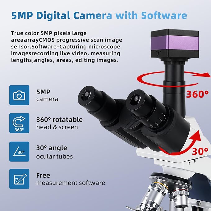 2K HD Microscope Camera with Real-Time Imaging – 2688 x 1520 Resolution, High-Definition USB Digital Camera for Still Photos and Live Video Capture