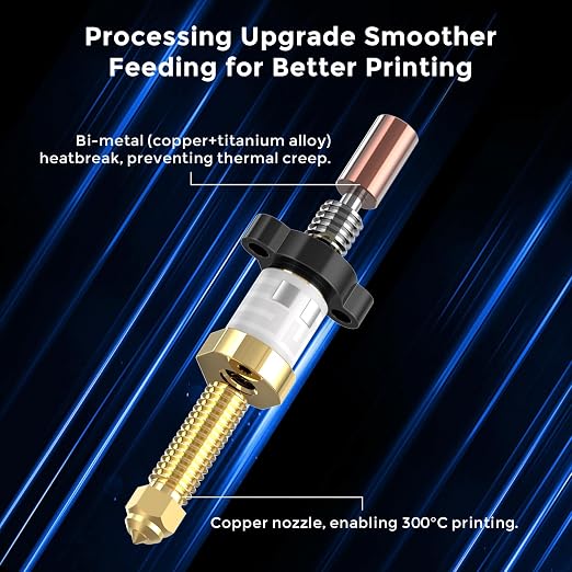 Creality Ender 3 V3 KE Hotend Kit, Original Ceramic Heating Block Kit 300°C 60W Fast Heating High Thermal Conductivity Ceramics with Bi-Metal Copper+Titanium Alloy Throat Tube and Brass Nozzle