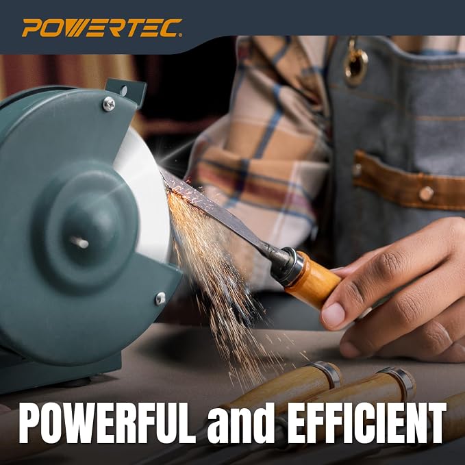 POWERTEC Bench Grinder Wheel 8 Inch White 80 Grit, White Aluminum Oxide Grinding Wheel for Bench and Pedestal Grinder, 1" Thick 5/8" Arbor, Sharpening & Shaping Drill Bits, Blade, Chisel, 2PK (15552)
