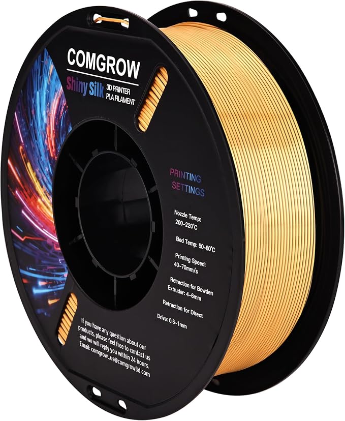 Comgrow Silk PLA 3D Printer Filament, Dual Color 2 in 1 Golden and Blue, 3D Printing PLA Filament 1.75mm, Dimensional Accuracy +/- 0.02 mm, 1KG Spool, Coextrusion Shiny Silk 3D Filament